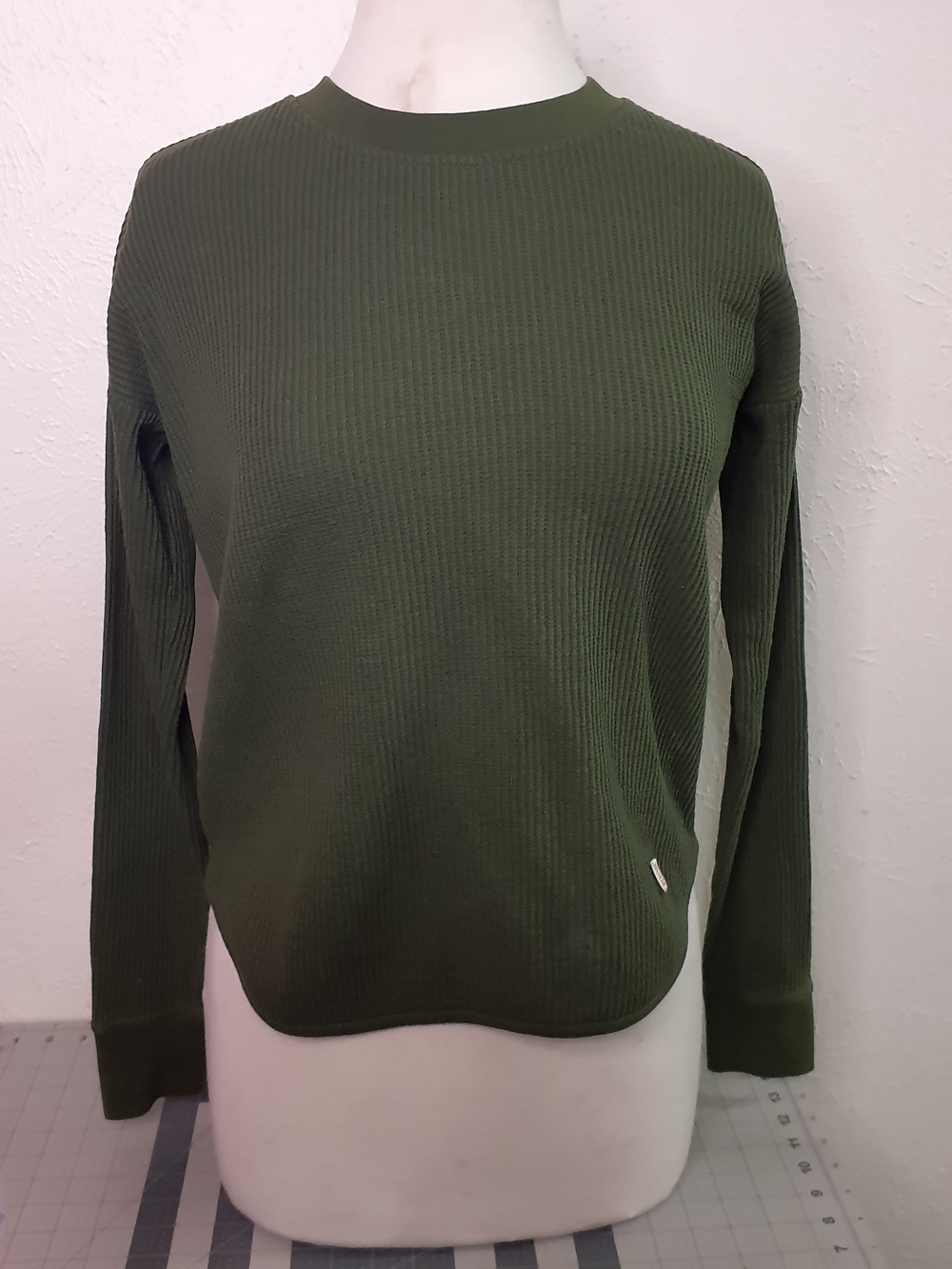 Topo Designs Olive Green Ribbed Crewneck Sweater